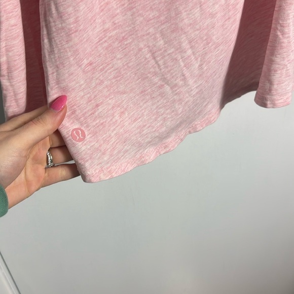 Lululemon Back Into It Long Sleeve Shirt Heathered Pink Puff Pima Cotton - Picture 4 of 6